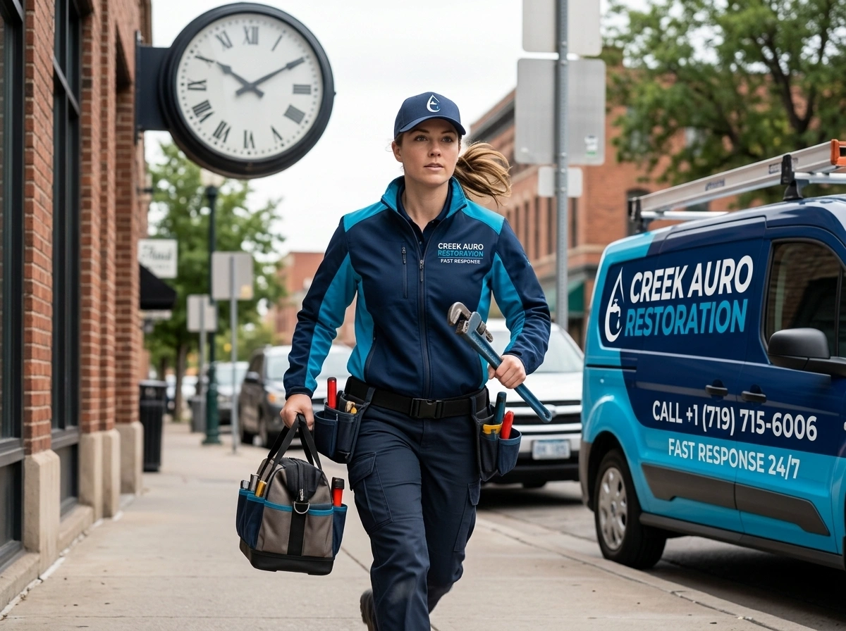 24/7 emergency water damage dispatch Creek Auro Restoration Aurora CO
