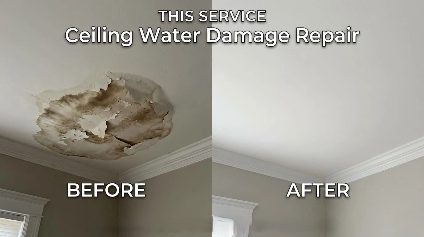 Ceiling water damage repair before and after Aurora CO
