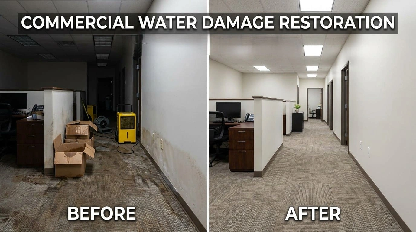 Commercial water damage restoration before and after Aurora CO