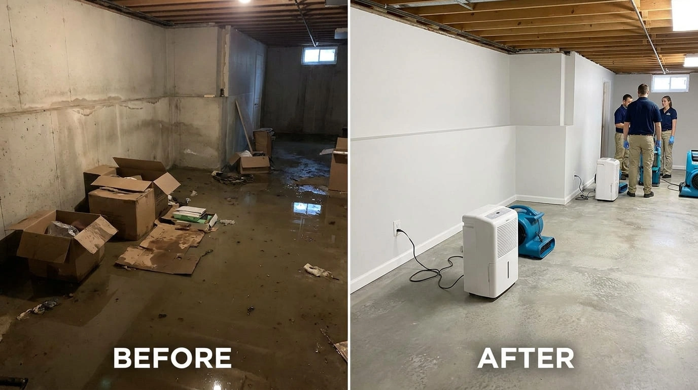 Flood damage cleanup before and after Aurora CO