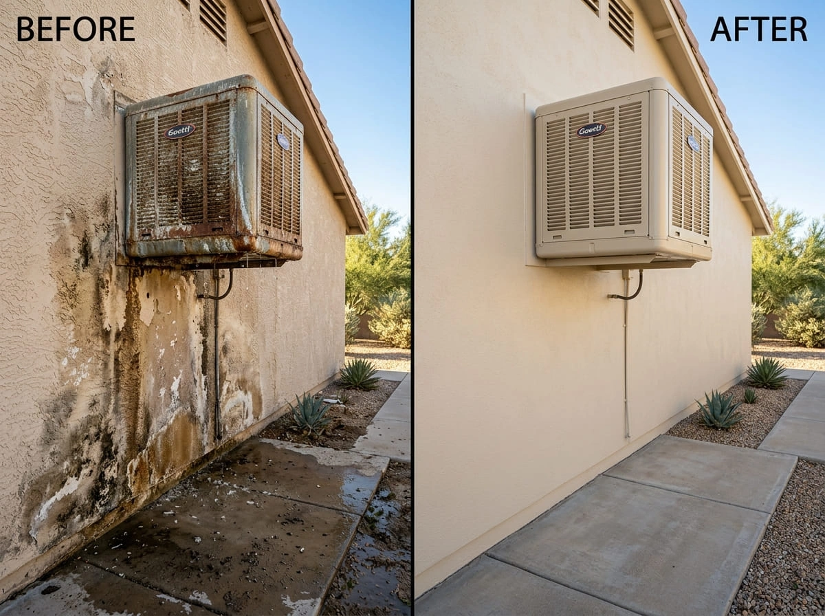 Swamp Cooler Leak Water Damage Before & After Restoration Creek Auro Restoration Aurora CO