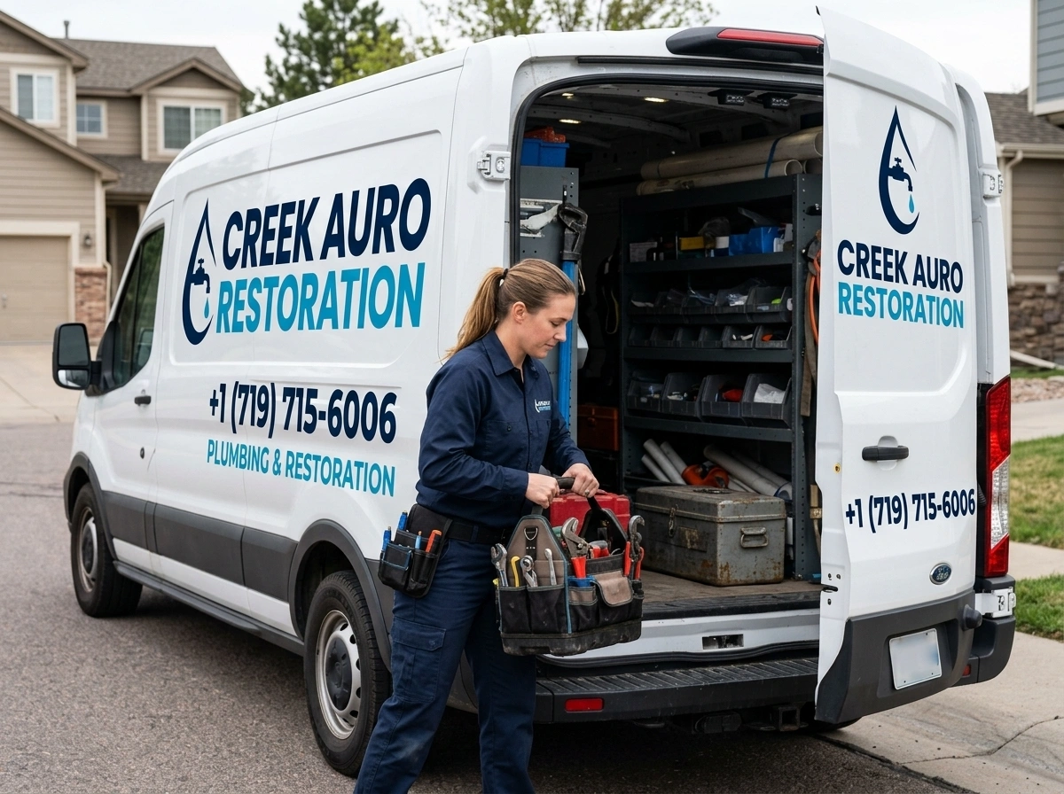 Equipped service van for water damage response Creek Auro Restoration Aurora CO