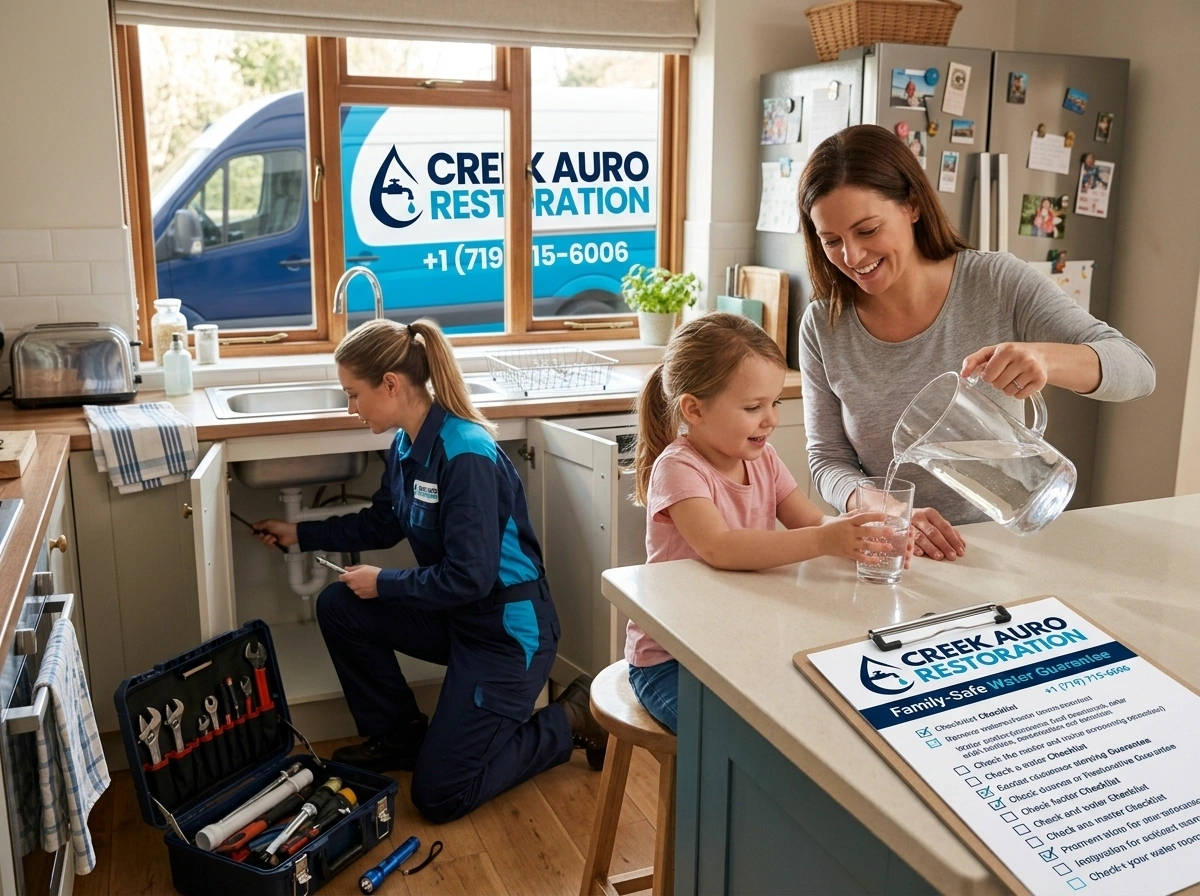 Family safe kitchen water damage prevention Creek Auro Restoration Aurora CO